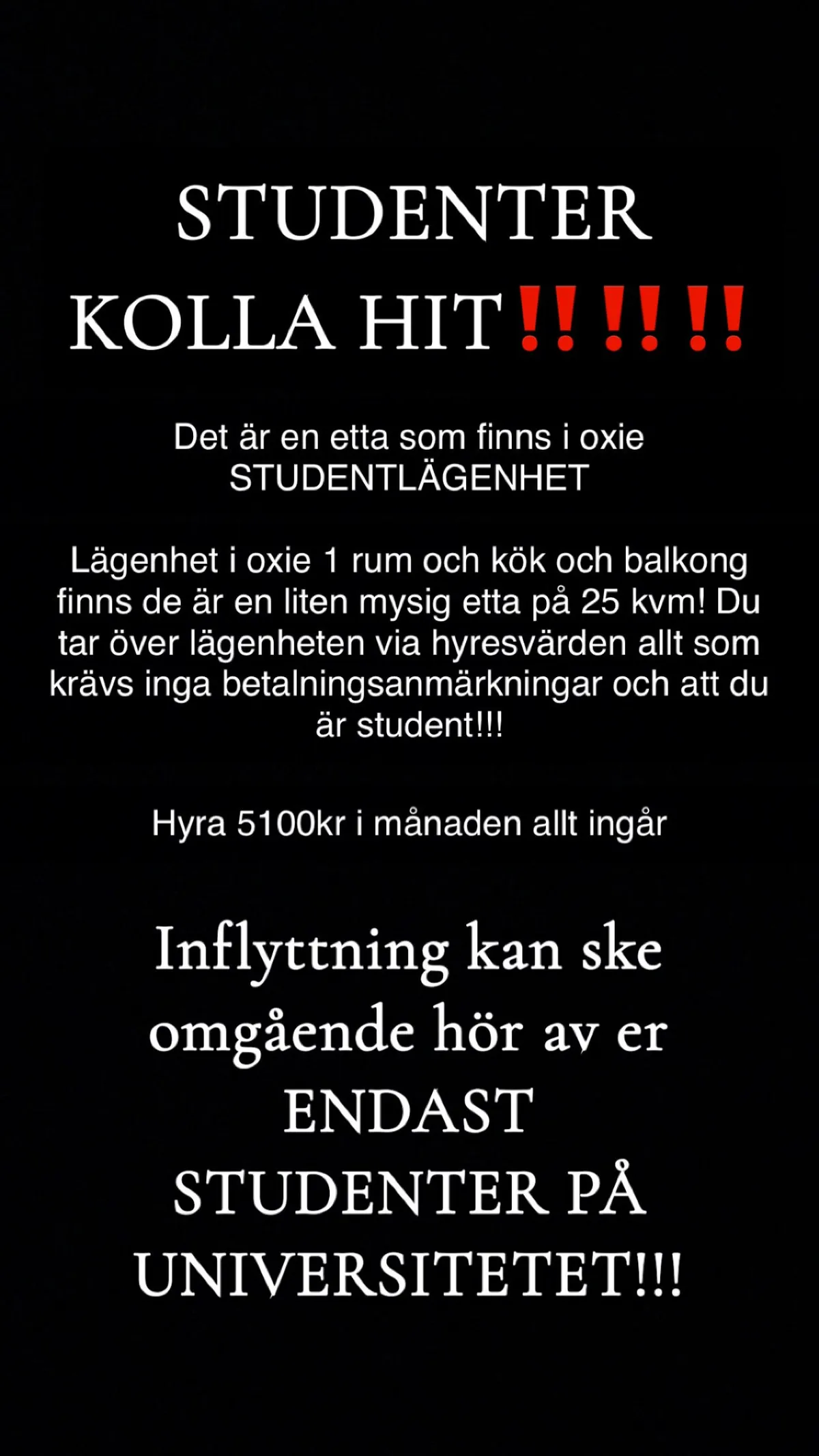 Hyreslägenhet på Oxie i oxie